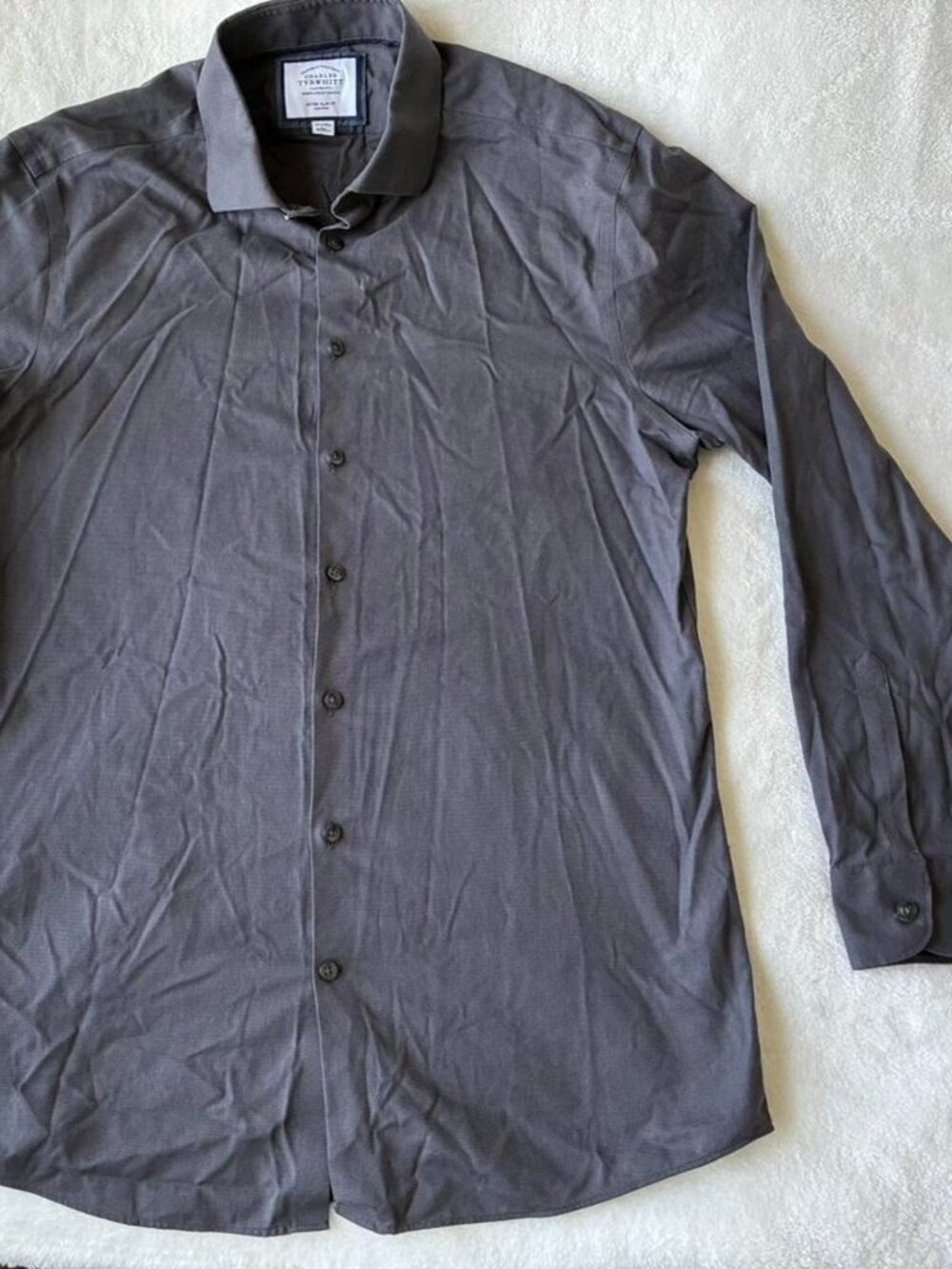 Charles Tyrwhitt Men's Grey and Black Shirt